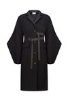 Wool-crepe single-breasted coat Norwich, Black