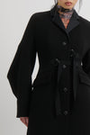 Wool-crepe single-breasted coat Norwich, Black