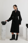 Wool-crepe single-breasted coat Norwich, Black